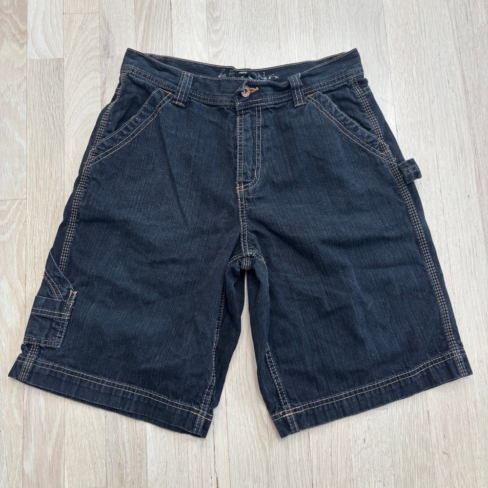 Arizona Carpenter Denim Shorts Boys 14 Husky Dark Wash Excellent Hammer Loop